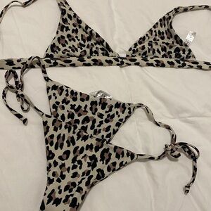 Leopard Print Triangle Bikini Set